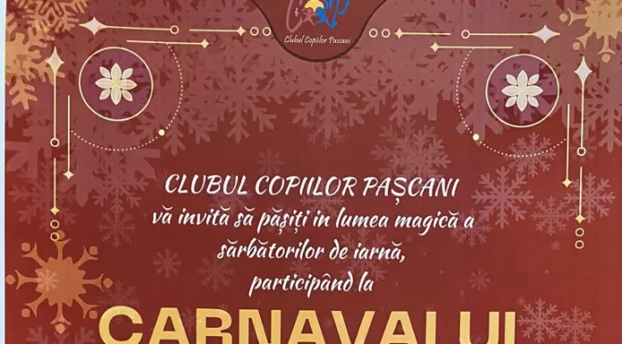 Carnavalul fulgilor de nea, pe 16 decembrie, la Clubul Copiilor Pașcani