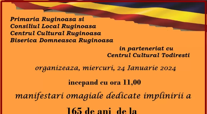 Activități de Ziua Unirii Principatelor Române, 24 ianuarie, la Ruginoasa