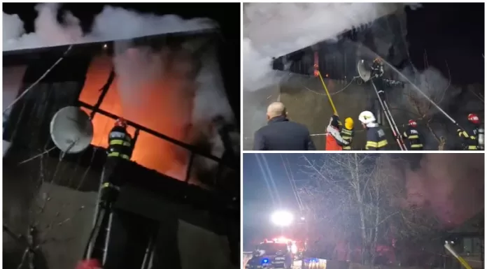 Incendiu devastator într-o gospodărie din satul Heci. Flăcări uriașe au cuprins acoperișul – VIDEO