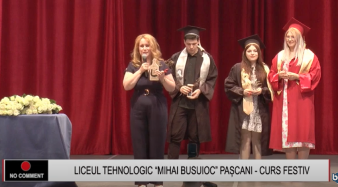 Curs festiv la Liceul Mihai Busuioc Pașcani. Două clase de tineri care au învățat o meserie pornesc pe drumul vieții