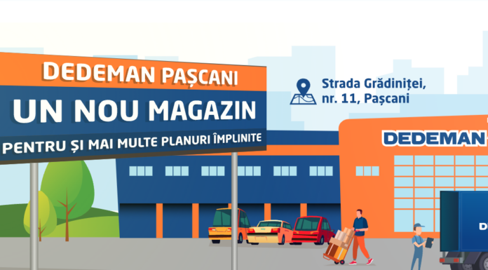 Ultimele pregătiri pentru deschiderea magazinului Dedeman de la Pașcani. Inaugurarea ar urma să aibă loc în octombrie