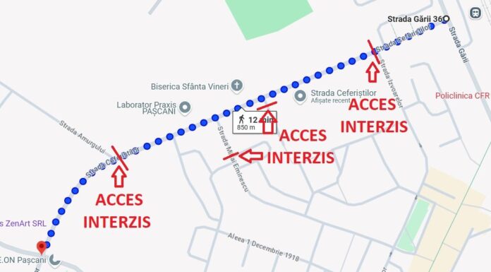 Circulația rutieră pe strada Ceferiștilor din Pașcani va fi închisă parțial în ziua de duminică