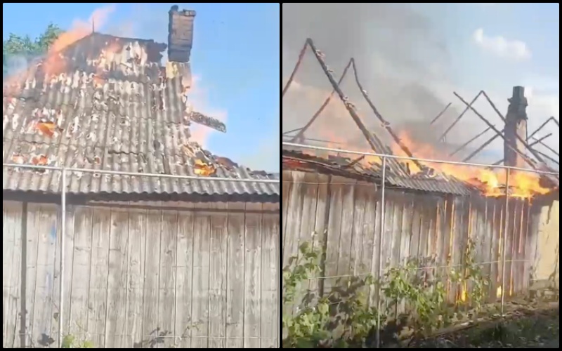 Incendiu devastator la Brătești, în timpul vântului puternic de miercuri după amiază